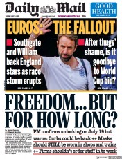 Daily Mail () Newspaper Front Page for 13 July 2021
