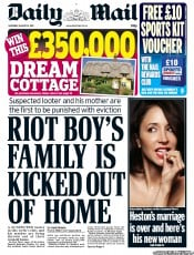 Daily Mail () Newspaper Front Page for 13 August 2011