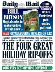 Daily Mail () Newspaper Front Page for 13 August 2016