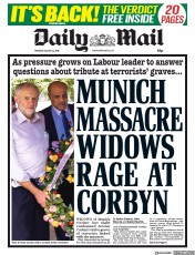 Daily Mail () Newspaper Front Page for 13 August 2018