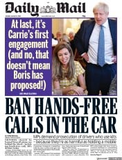 Daily Mail () Newspaper Front Page for 13 August 2019