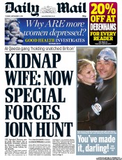 Daily Mail () Newspaper Front Page for 13 September 2011