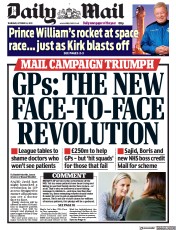Daily Mail () Newspaper Front Page for 14 October 2021