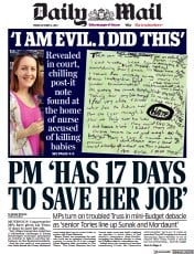 Daily Mail () Newspaper Front Page for 14 October 2022