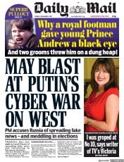 Daily Mail () Newspaper Front Page for 14 November 2017