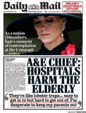Daily Mail () Newspaper Front Page for 14 November 2022