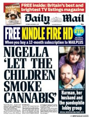 Daily Mail () Newspaper Front Page for 14 December 2013
