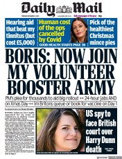 Daily Mail () Newspaper Front Page for 14 December 2021