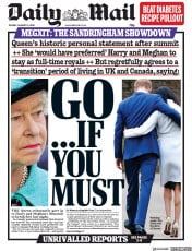 Daily Mail () Newspaper Front Page for 14 January 2020