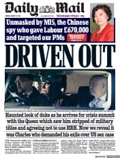 Daily Mail () Newspaper Front Page for 14 January 2022