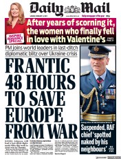 Daily Mail () Newspaper Front Page for 14 February 2022