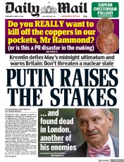 Daily Mail () Newspaper Front Page for 14 March 2018