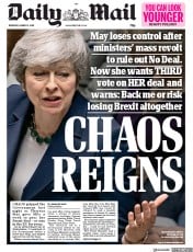 Daily Mail () Newspaper Front Page for 14 March 2019