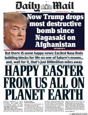 Daily Mail () Newspaper Front Page for 14 April 2017