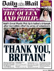 Daily Mail () Newspaper Front Page for 14 May 2018
