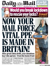 Daily Mail () Newspaper Front Page for 14 May 2020