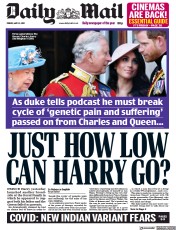Daily Mail () Newspaper Front Page for 14 May 2021