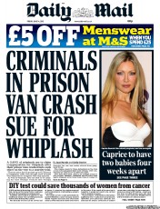 Daily Mail () Newspaper Front Page for 14 June 2013