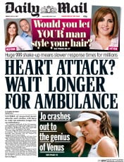 Daily Mail () Newspaper Front Page for 14 July 2017