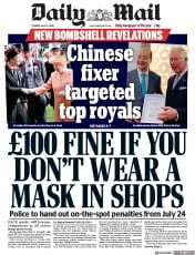 Daily Mail () Newspaper Front Page for 14 July 2020