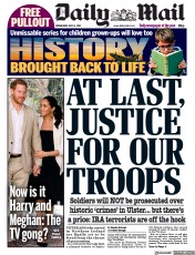 Daily Mail () Newspaper Front Page for 14 July 2021