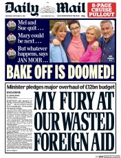Daily Mail () Newspaper Front Page for 14 September 2016