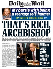 Daily Mail () Newspaper Front Page for 14 September 2018