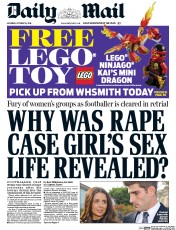 Daily Mail () Newspaper Front Page for 15 October 2016