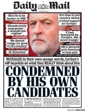 Daily Mail () Newspaper Front Page for 15 November 2019