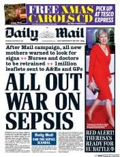 Daily Mail () Newspaper Front Page for 15 December 2016