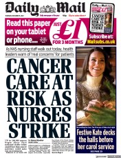 Daily Mail () Newspaper Front Page for 15 December 2022