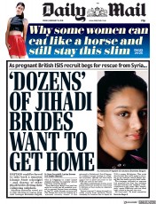 Daily Mail () Newspaper Front Page for 15 February 2019