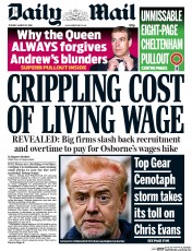 Daily Mail () Newspaper Front Page for 15 March 2016