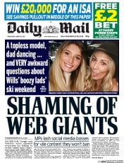 Daily Mail () Newspaper Front Page for 15 March 2017