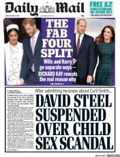 Daily Mail () Newspaper Front Page for 15 March 2019