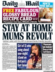 Daily Mail () Newspaper Front Page for 15 April 2013
