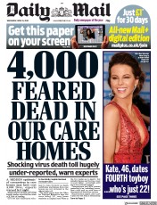 Daily Mail () Newspaper Front Page for 15 April 2020