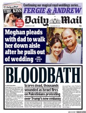Daily Mail () Newspaper Front Page for 15 May 2018