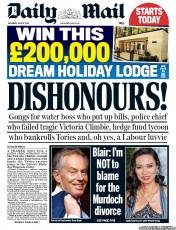 Daily Mail () Newspaper Front Page for 15 June 2013