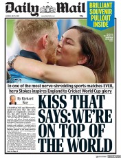 Daily Mail () Newspaper Front Page for 15 July 2019