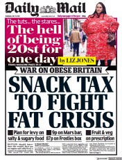 Daily Mail () Newspaper Front Page for 15 July 2021