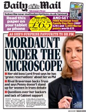Daily Mail () Newspaper Front Page for 15 July 2022