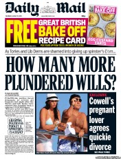 Daily Mail () Newspaper Front Page for 15 August 2013