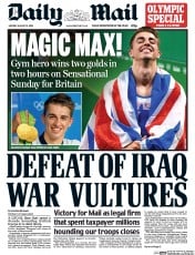 Daily Mail () Newspaper Front Page for 15 August 2016