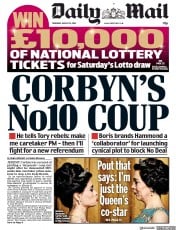 Daily Mail () Newspaper Front Page for 15 August 2019