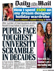 Daily Mail () Newspaper Front Page for 15 August 2022