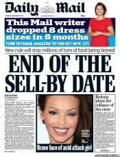 Daily Mail () Newspaper Front Page for 15 September 2011