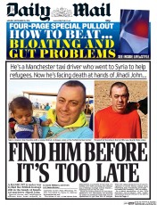 Daily Mail () Newspaper Front Page for 15 September 2014