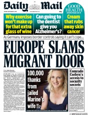 Daily Mail () Newspaper Front Page for 15 September 2015