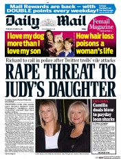 Daily Mail () Newspaper Front Page for 16 October 2014